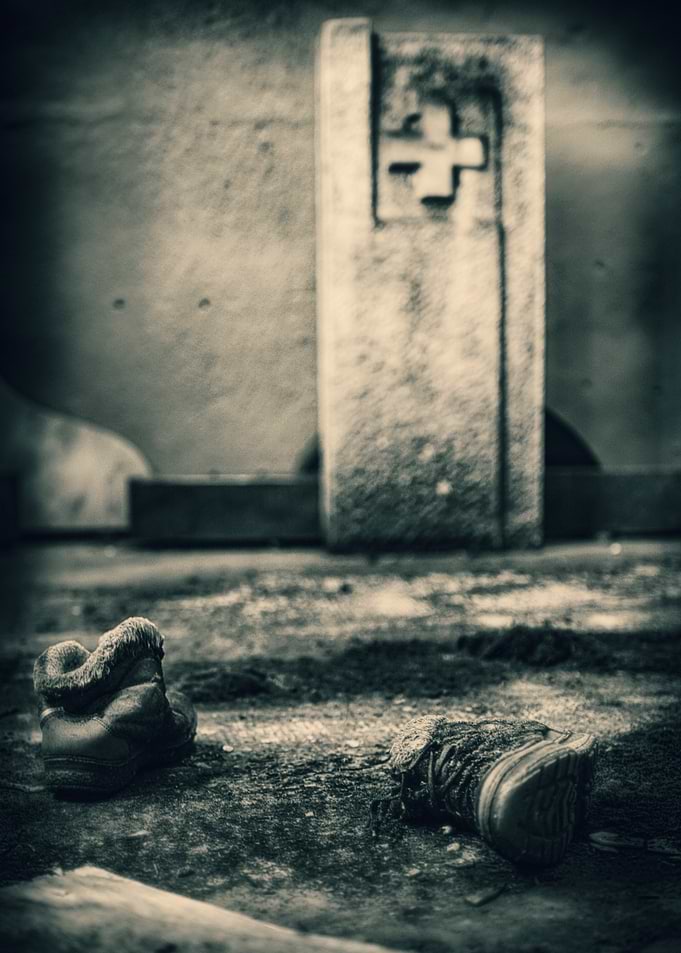 Abandoned Place Boots and Cross