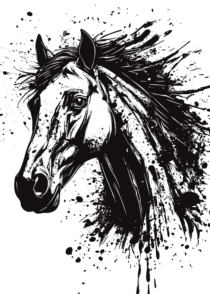 Horse Head Ink Splatter