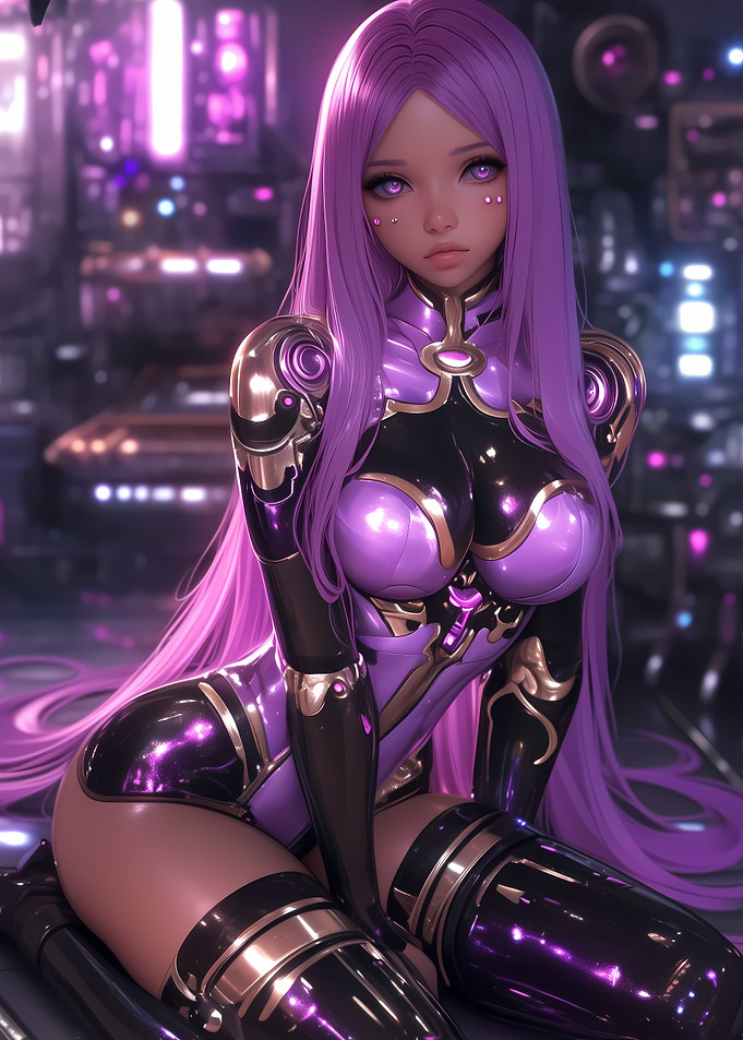 Cyberpunk Anime Girl Gaming
