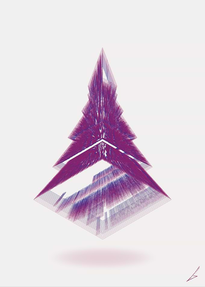 Abstract Blue and Purple Pyramid
