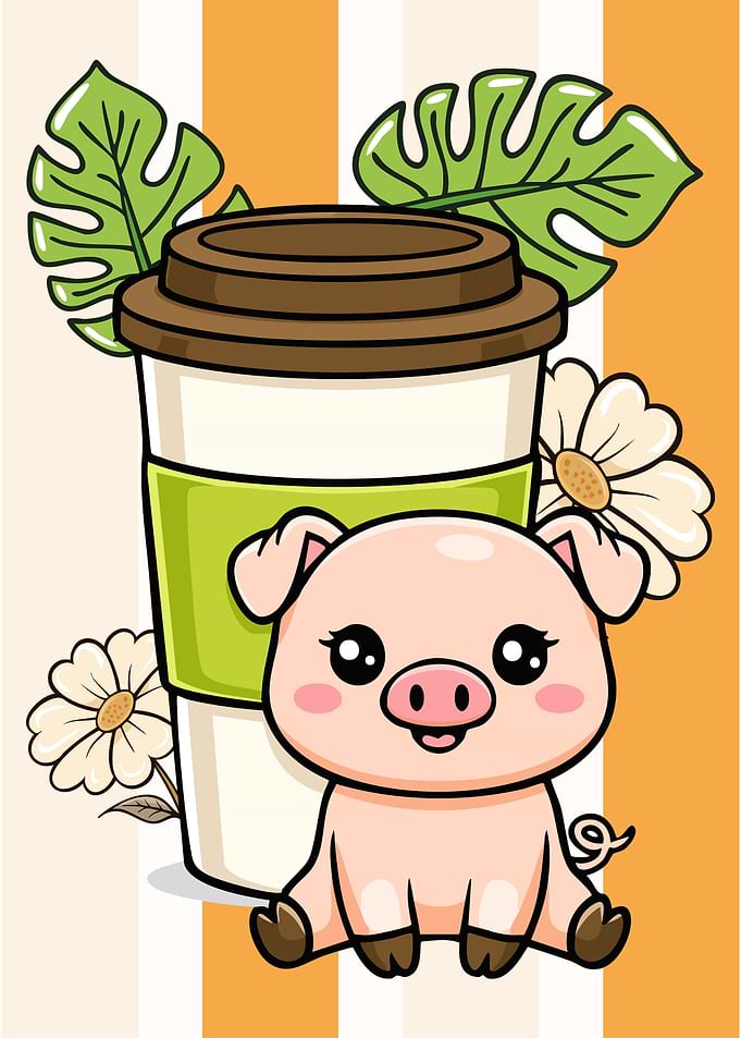 Tropical and Cute Pig Cafe
