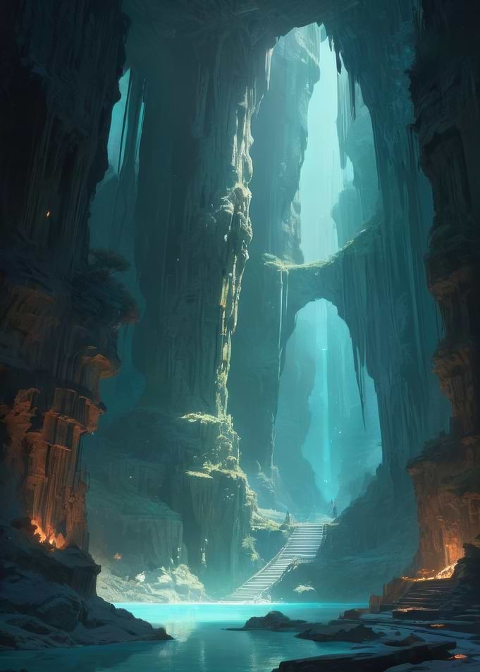Anime Lo-Fi Landscape of Mysterious Cave Entrance