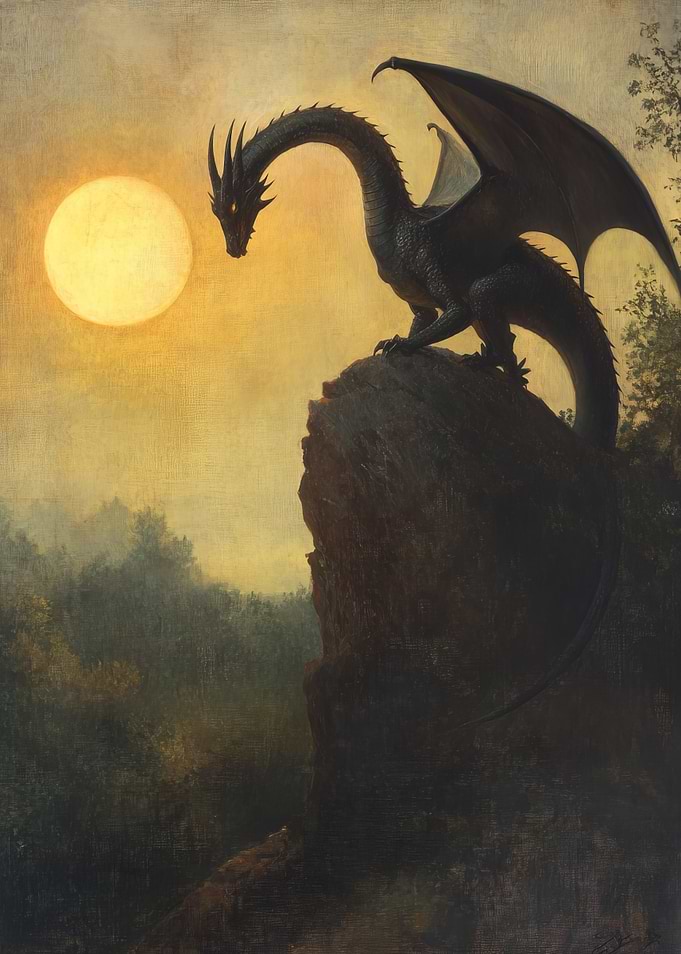 Dragon Silhouette at Sunset
