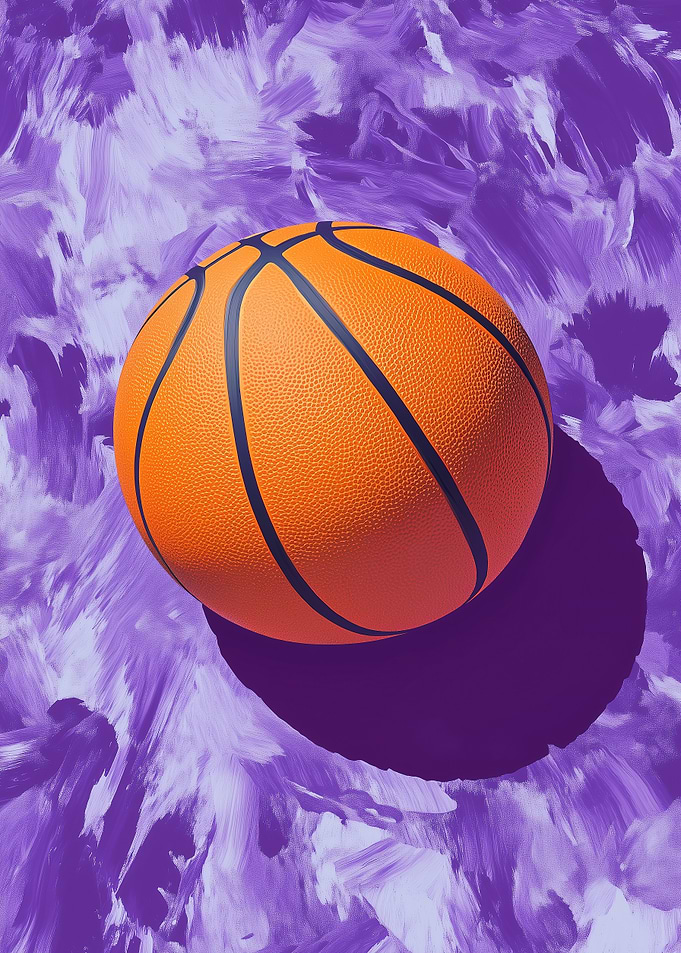 Basketball on Purple Background