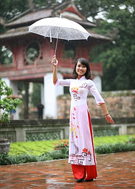 Woman in Traditional Vietnamese Dress