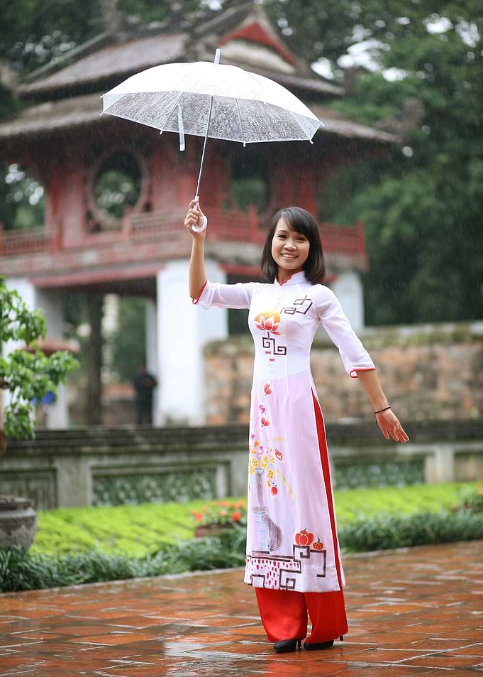 Woman in Traditional Vietnamese Dress