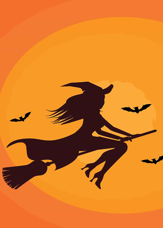 Witch Flying on Broom
