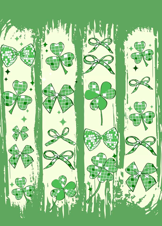 Brush Stroke Shamrock & Bow Coquette Aesthetic