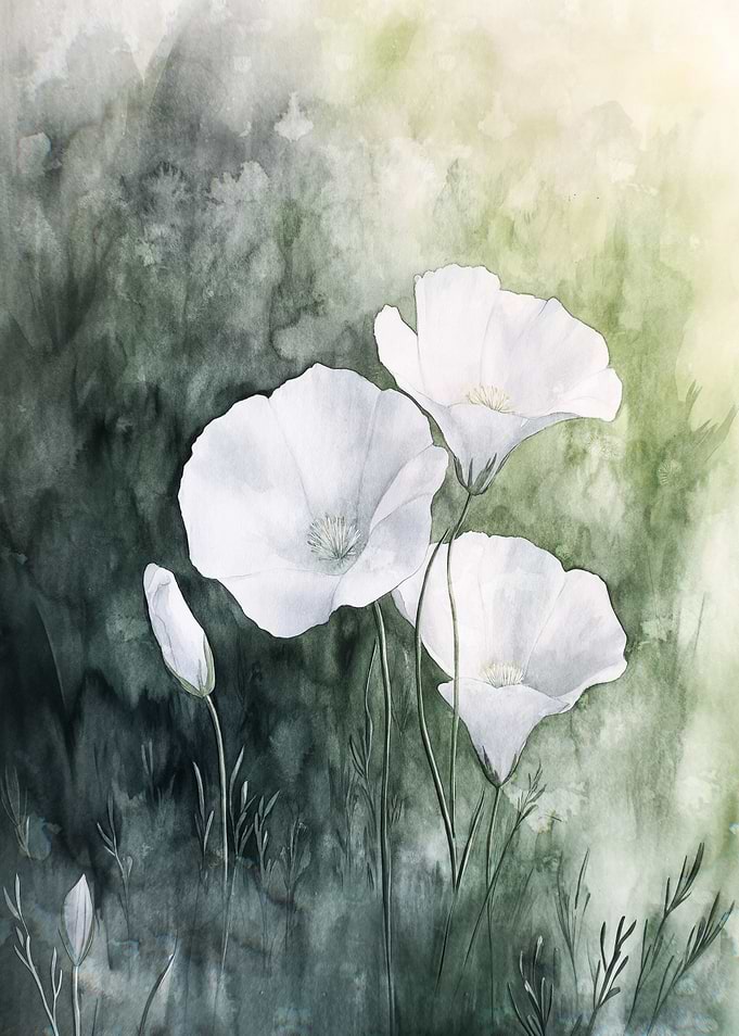 White Flowers Watercolor