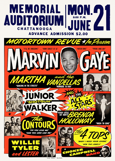 Marvin Gaye Motortown Revue — vintage concert poster on metal