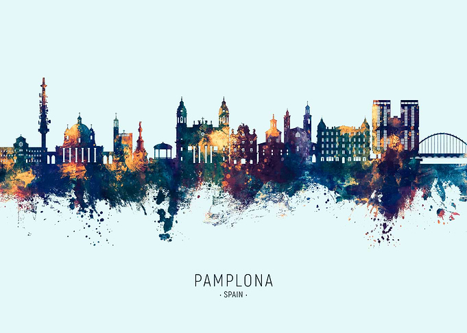 Pamplona Skyline Watercolor