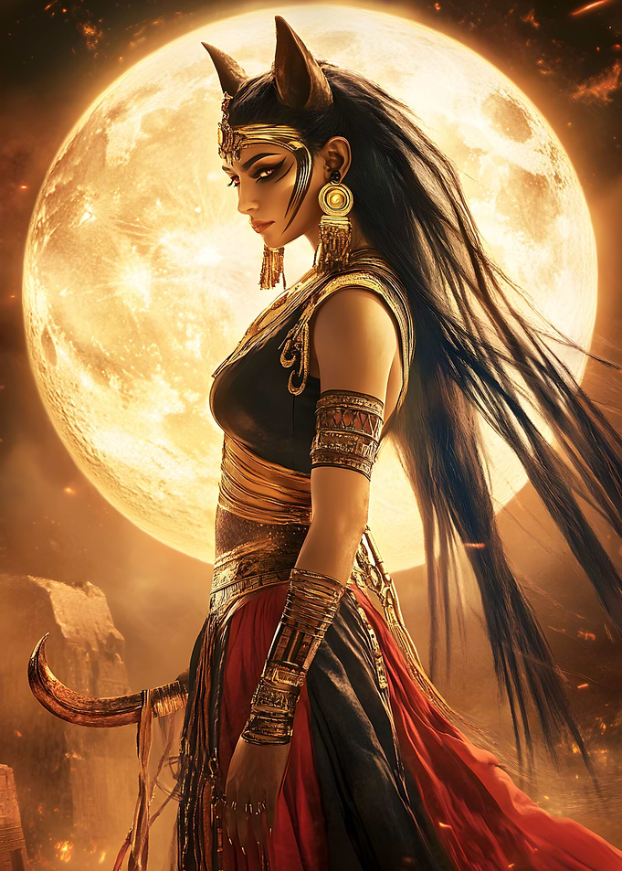 Egyptian Goddess with Horns