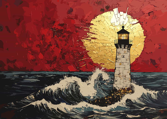 Lighthouse At Sunset