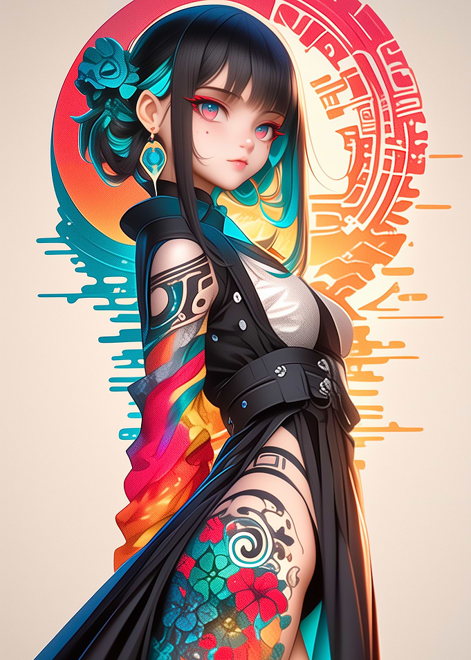 Anime Girl with Tattoos