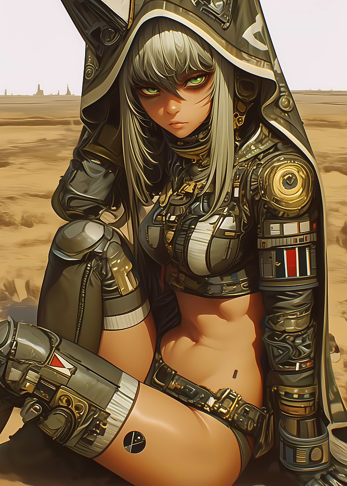 Cyberpunk Desert Warrior Anime Girl Gaming