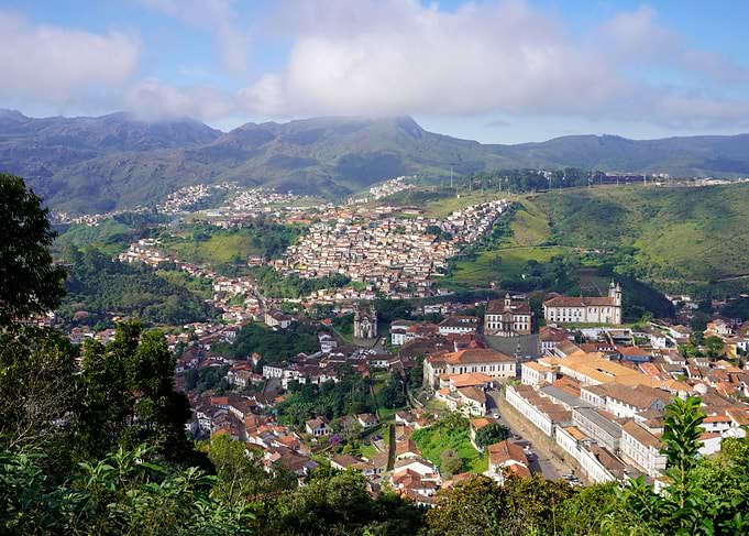 Hilltop View of Cityscape of Ouro Preto, Brazil