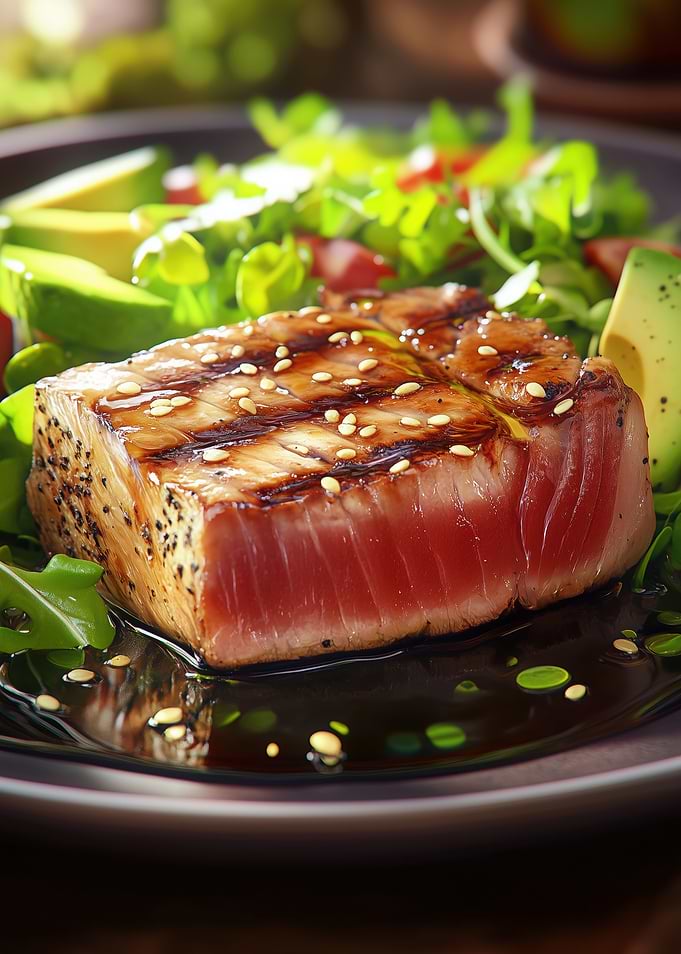 Grilled Tuna Steak with Sesame Seeds