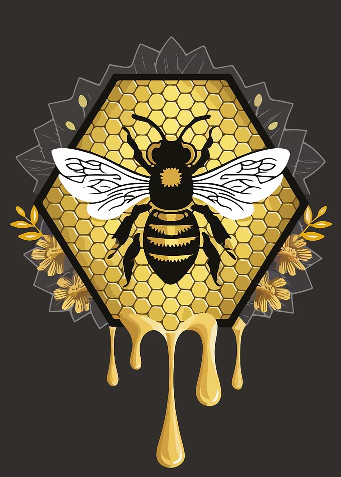 Honeycomb Bee Illustration