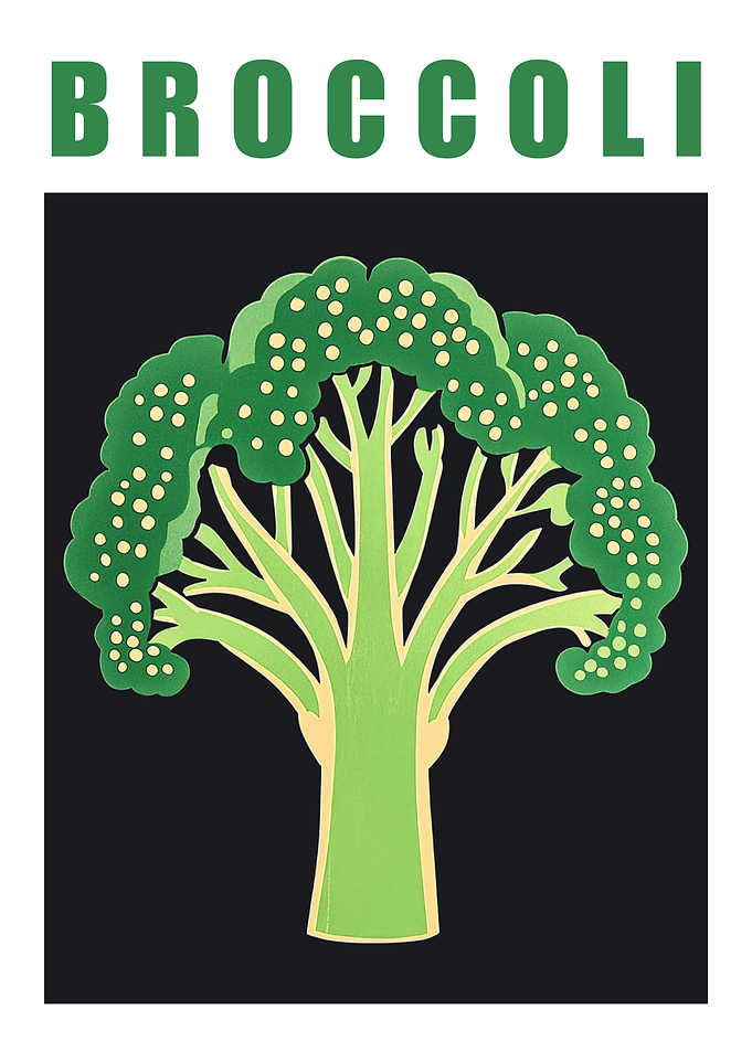 Broccoli Food Art Minimalist Kitchen Poster