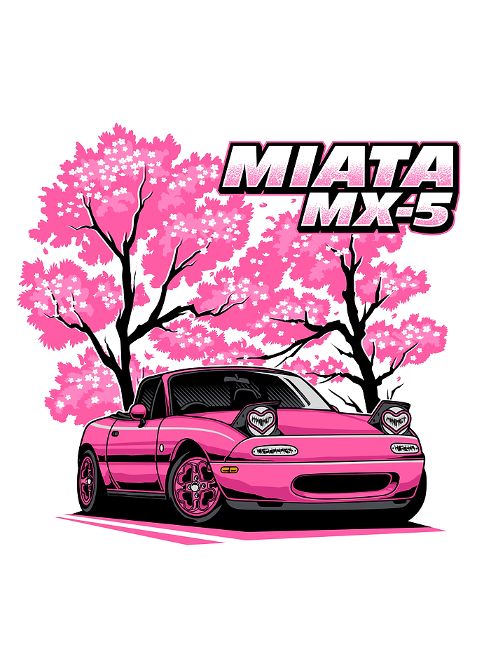 Pink Miata MX-5 Miata with Cherry Blossoms