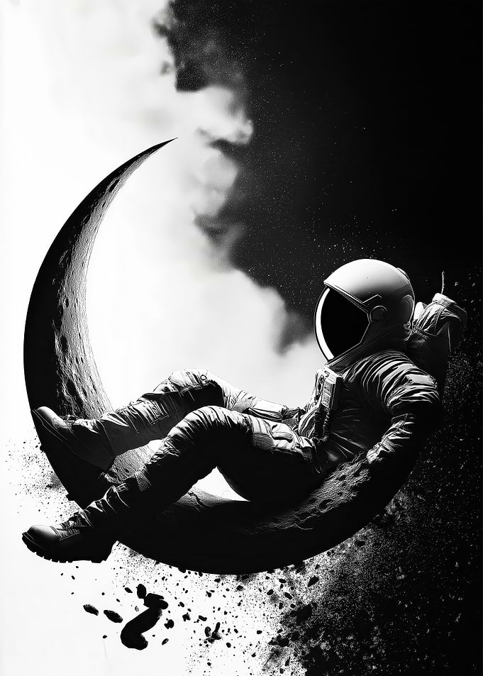 Astronaut on Crescent Moon
