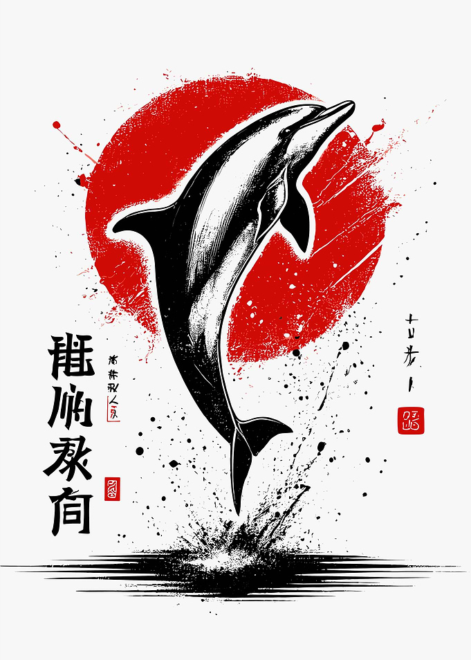 Dolphin Jump Ink Art