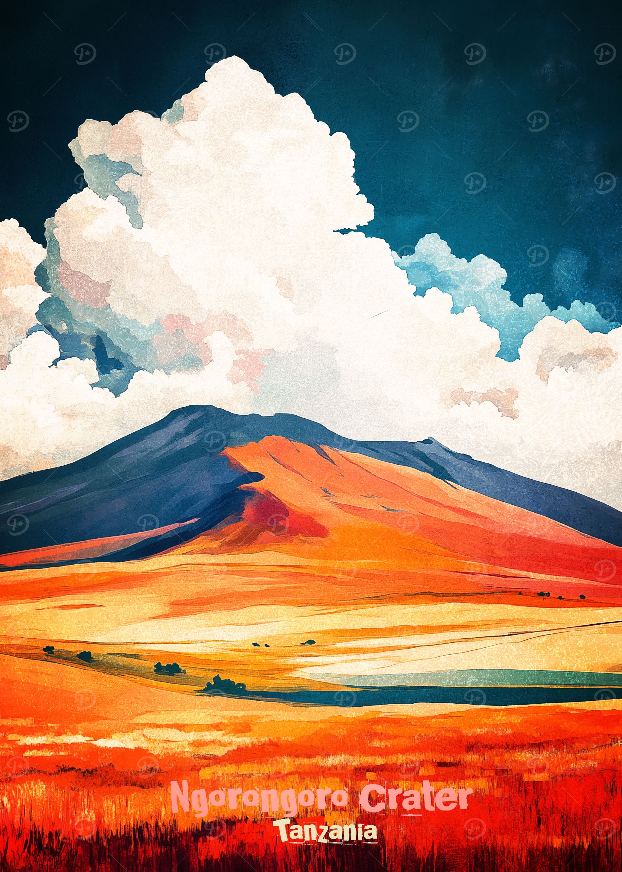 Ngorongoro Crater Tanzania Art Poster