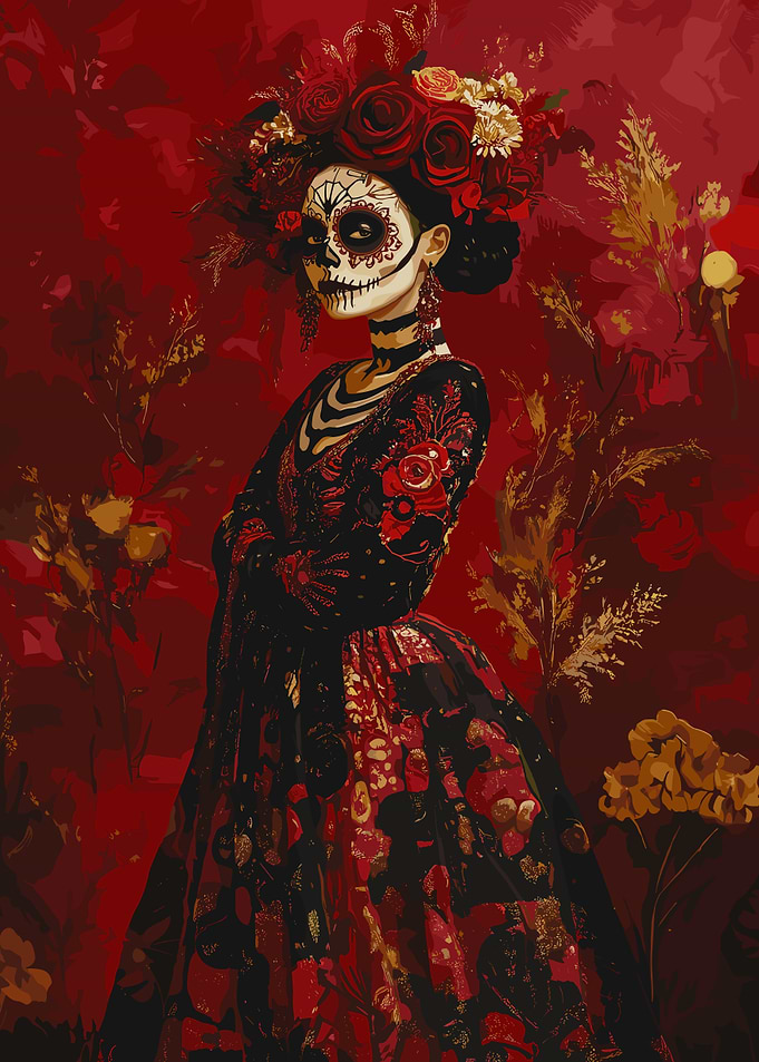 Day of the Dead Woman in Red
