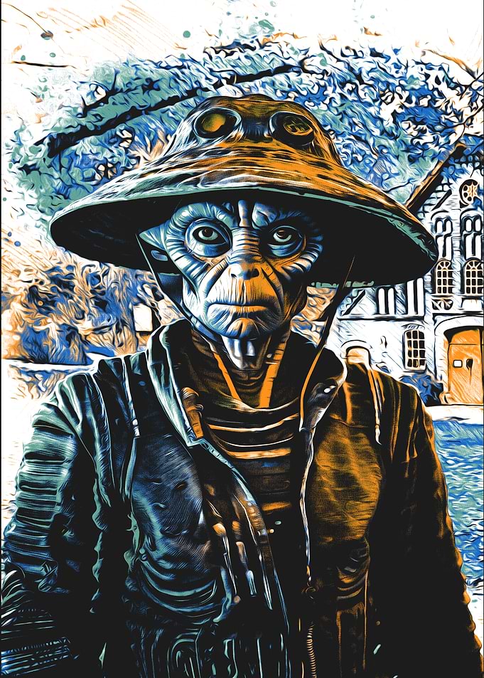 Alien in a Wide-Brimmed Hat