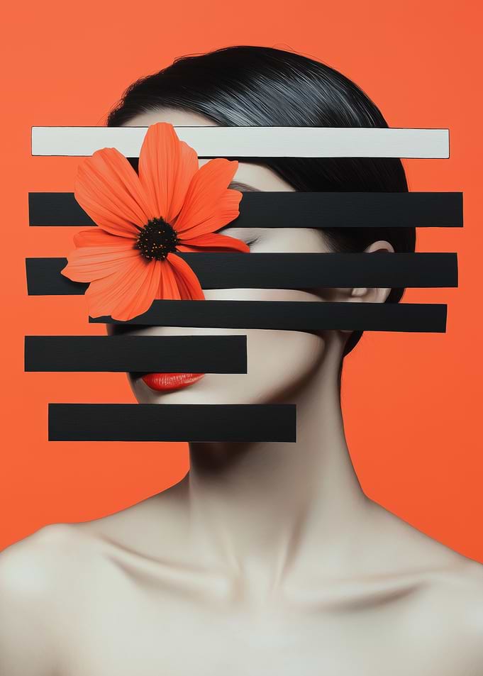 Fragmented Bloom: A Surreal Contrast