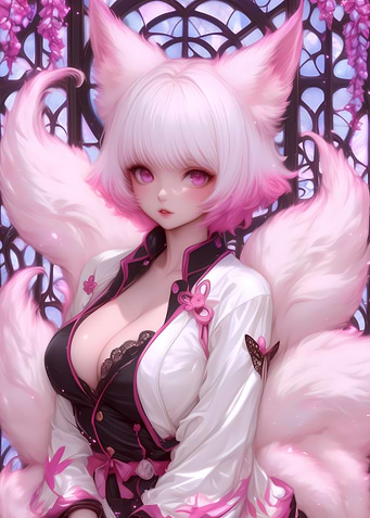 Pink Fox Girl Anime Art Anime Girl
