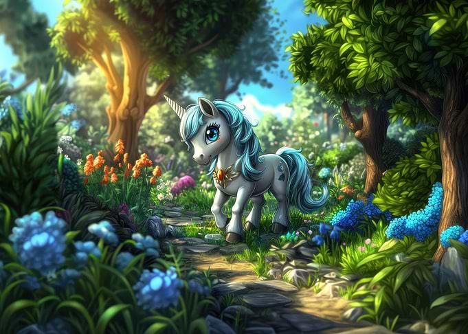Unicorn in a Forest