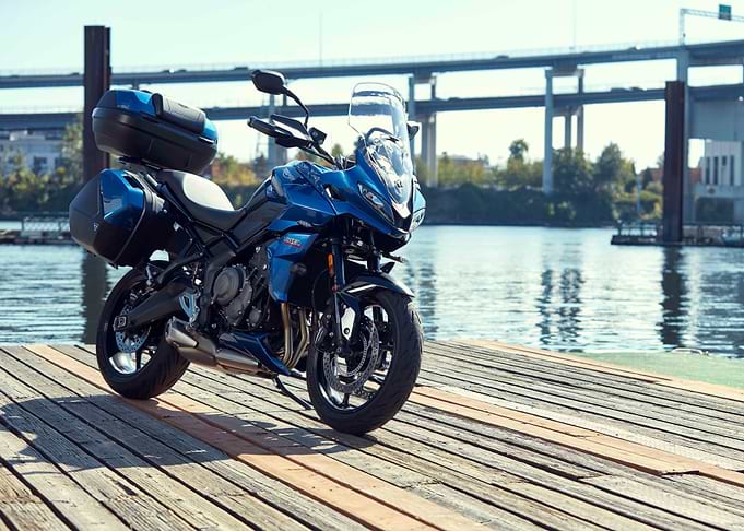 Blue Motorcycle on Dock