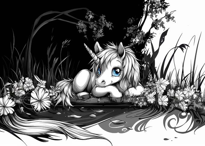 Cute Unicorn in Forest