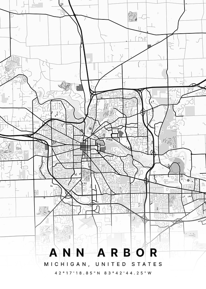 Ann Arbor Michigan USA City Map