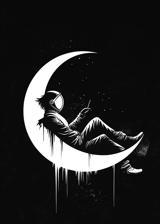 Astronaut on Crescent Moon