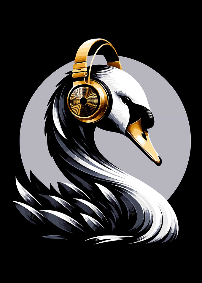 Swan with Headphones