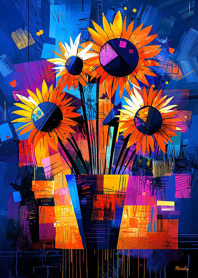 Sunflowers – Van Gogh Reimagined in Vibrant Abstract
