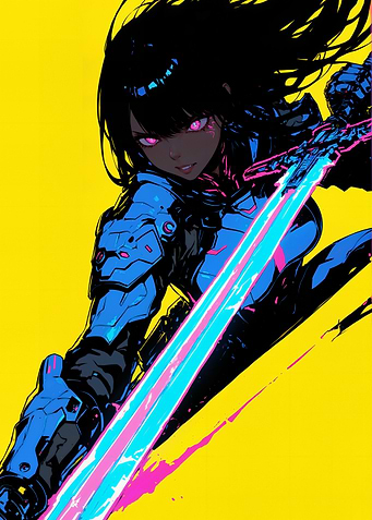 Cyberpunk Anime Warrior
