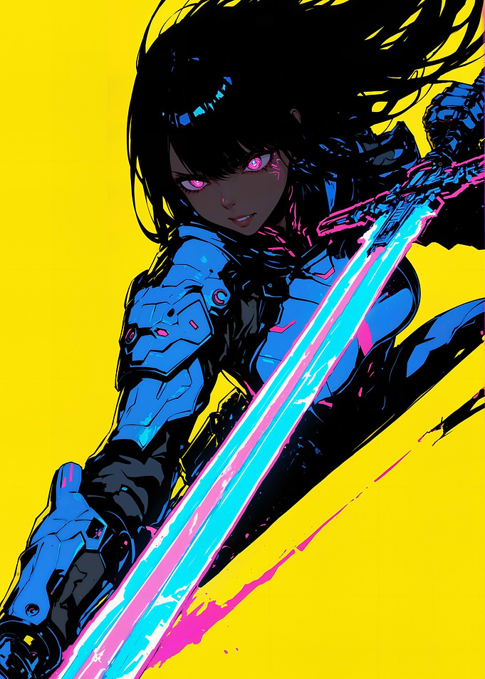 Cyberpunk Anime Warrior