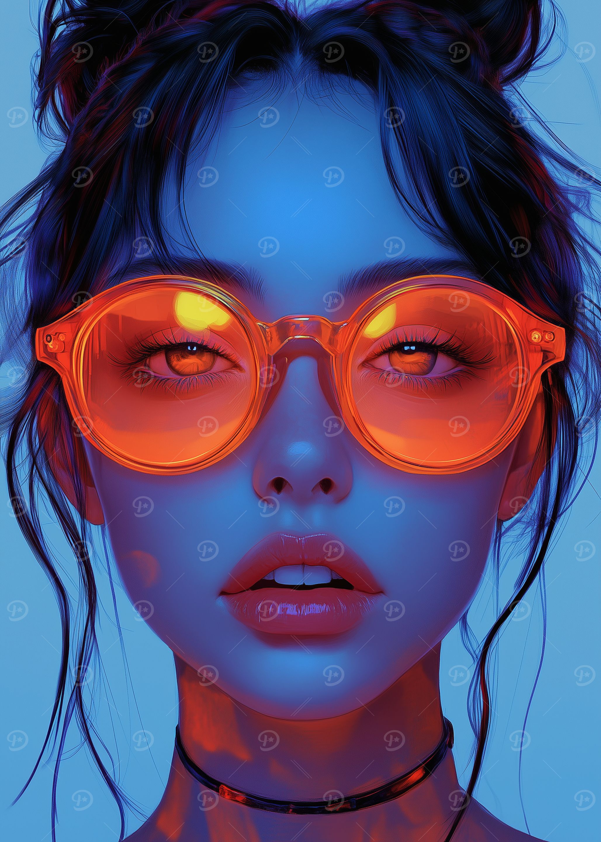 Woman in Neon Glasses