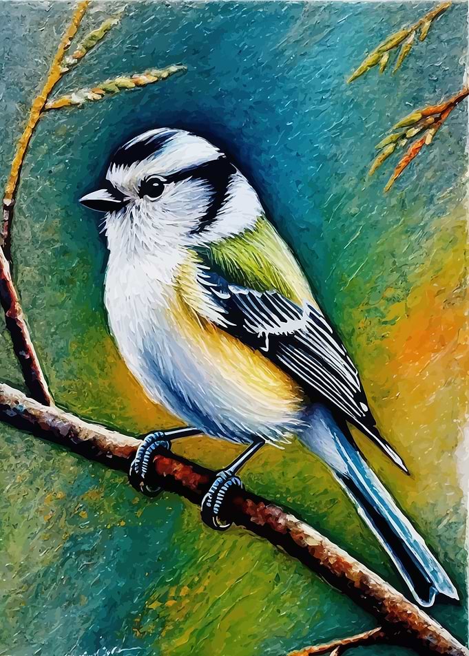 Long-tailed tit Bird on Branch