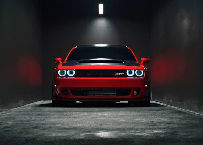 Red Dodge Challenger SRT