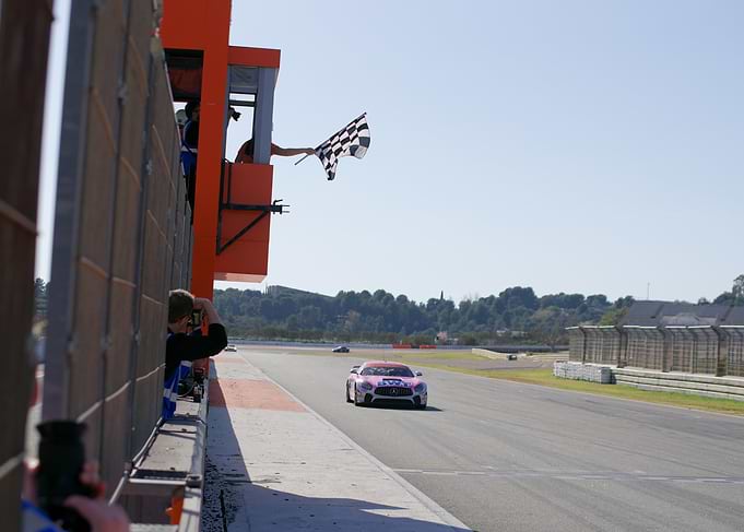 Race Car Crossing Finish Line
