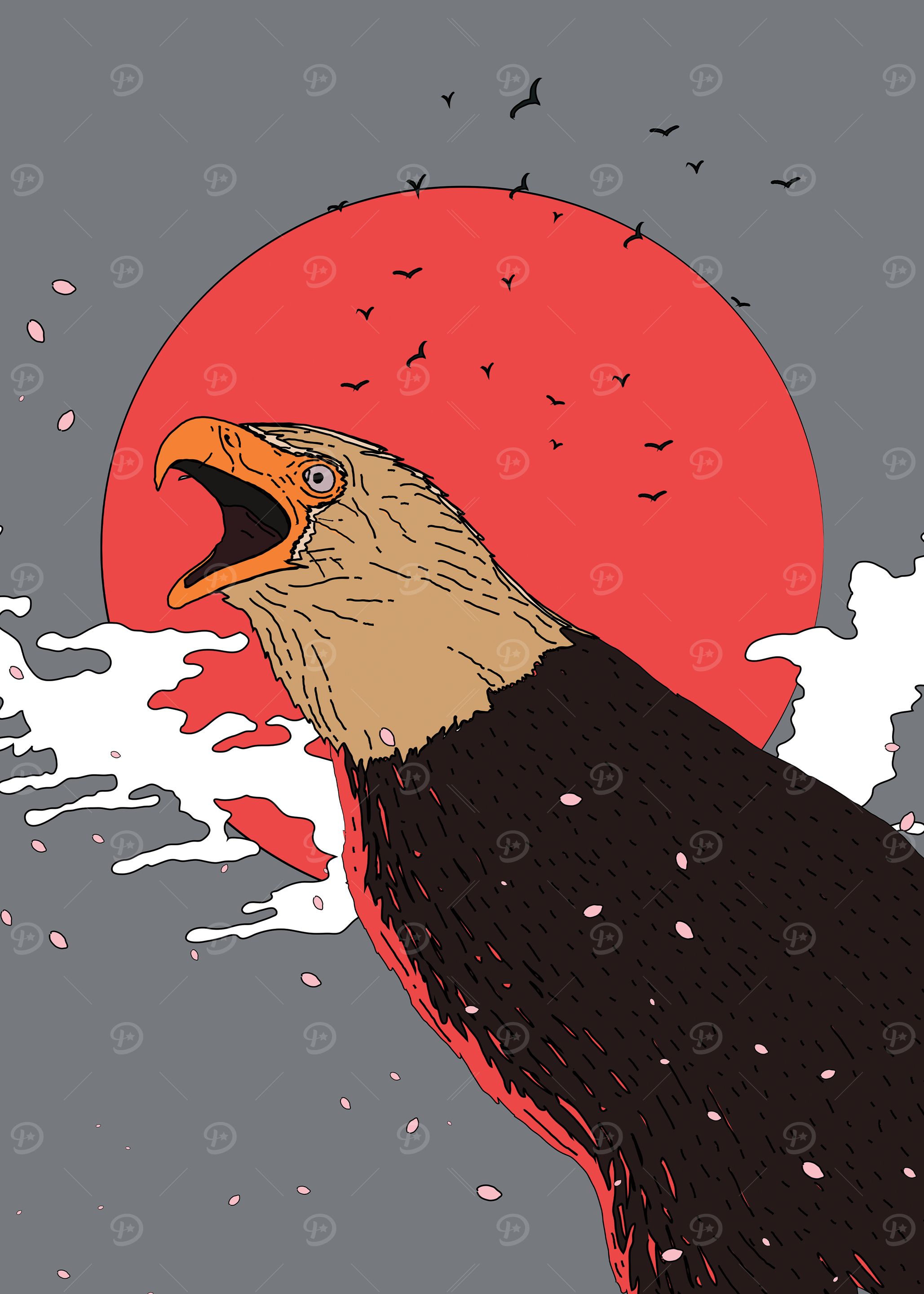 Eagle with Red Sun
