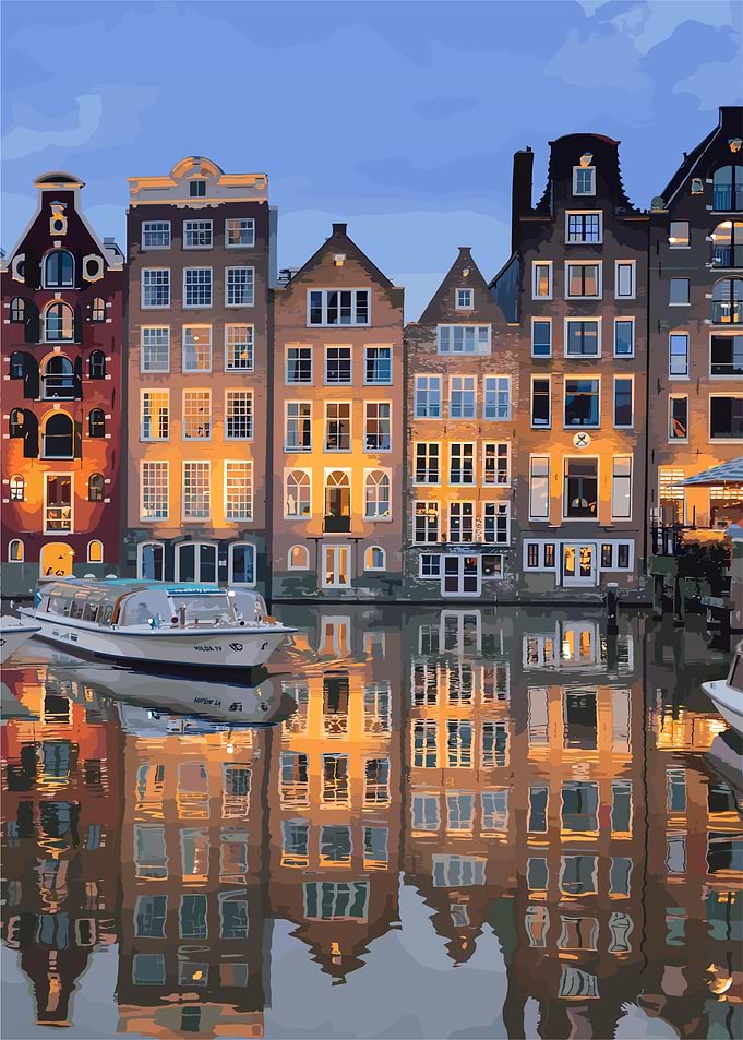 Canal Houses at Dusk