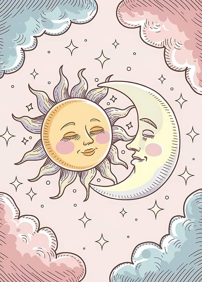 Sleeping Sun and Moon Celestial Art