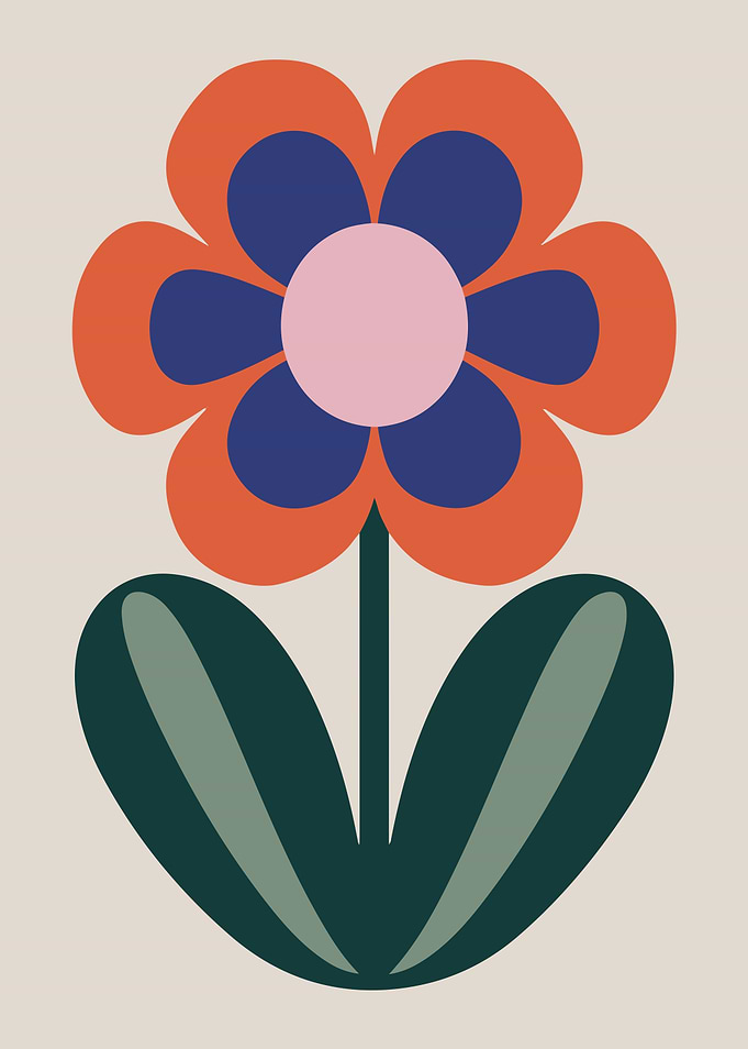 Playful Retro Folk Flower