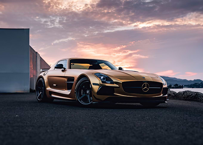 Gold Mercedes-Benz SLS AMG