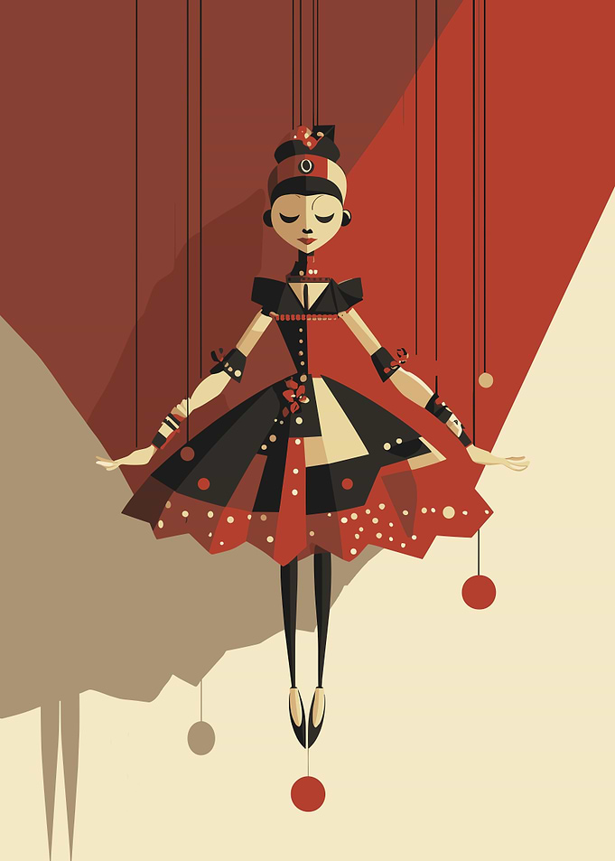 Puppet Girl in Red Dress